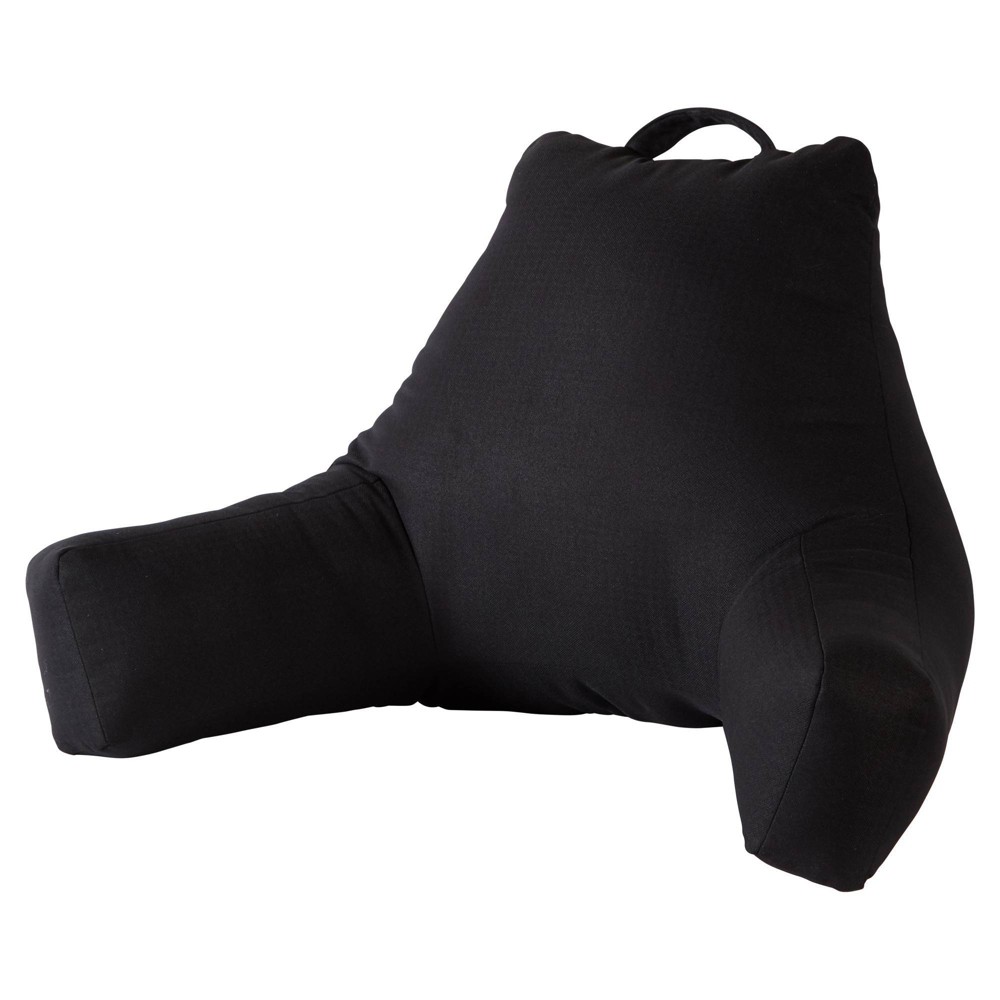 Kensington Garden Jumbo Bed Rest Pillow Black: Supportive Backrest with Arms, Indoor Use