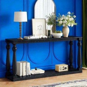 KTMBDW Console Table 63”, 2-Tier Narrow Sofa Side Table with Storage Shelf, Entrance Table for Hallway, Foyer, Living Room, Corridor, Office - 1 of 4