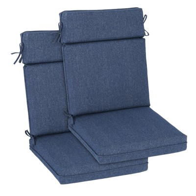 Aoodor Outdoor High Back Dining Chair Cushion Set, Water Proof & Stain Resistant, Polyester Fabric Cover with Ties and Zipper, Set of 2
