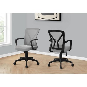 Vynxaria Office Chair, Adjustable Height, Swivel, Ergonomic, Armrests, Computer Desk, Work, Grey Mesh, Black Metal - 1 of 4