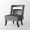 Inspired Home Salvador Velvet Button Tufted Armless Slipper Chair with Open Back Style - 2 of 4