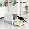 HTUTWOO Enclosed Cat Litter Box, Extra Large Stainless Steel Litter Pan with Flip Cover and Scoop, Easy Clean & Non-Sticky for Big Cats and Kittens - 3 of 4