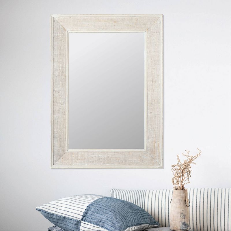 Rectangle Wall Mirror with Rattan Detail White - Storied Home, 3 of 7