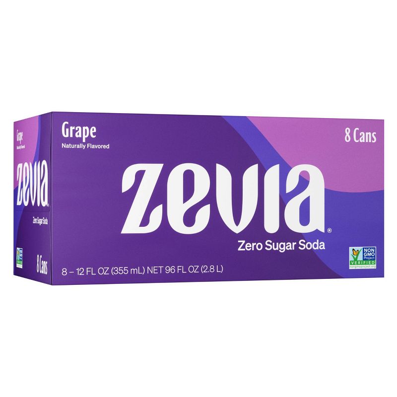 Zevia Grape Zero Calorie Soda - 8pk/12 fl oz Cans, 1 of 5
