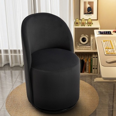 Modern Velvet Swivel Office Chair,360 Degree Rotating Desk Chair with Metal Base,Upholstered Office Chair for Home Office or Study-Coolbibila
