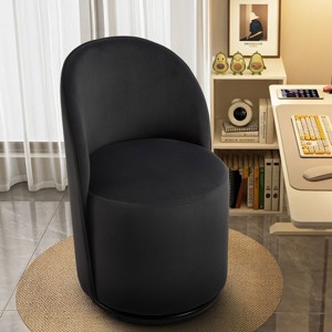 Modern Velvet Swivel Office Chair,360 Degree Rotating Desk Chair with Metal Base,Upholstered Office Chair for Home Office or Study-Coolbibila - 1 of 4