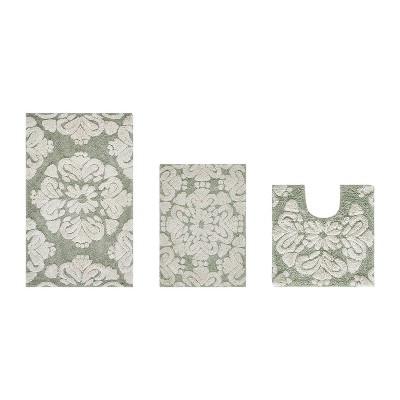 Medallion Collection 3 Piece 100% Cotton Tufted Bathroom Rug Set  with Non-Slip Backing, Machine Washable, Tumble Dry Bath Mat