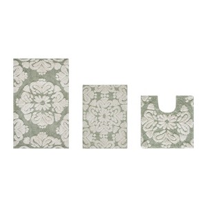 Medallion Collection 3 Piece 100% Cotton Tufted Bathroom Rug Set  with Non-Slip Backing, Machine Washable, Tumble Dry Bath Mat - 1 of 4