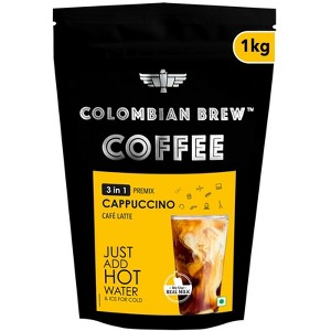 Colombian Brew 3 in 1 Cappuccino Caf Latte, Instant Coffee Powder Premix 1kg - 1 of 4