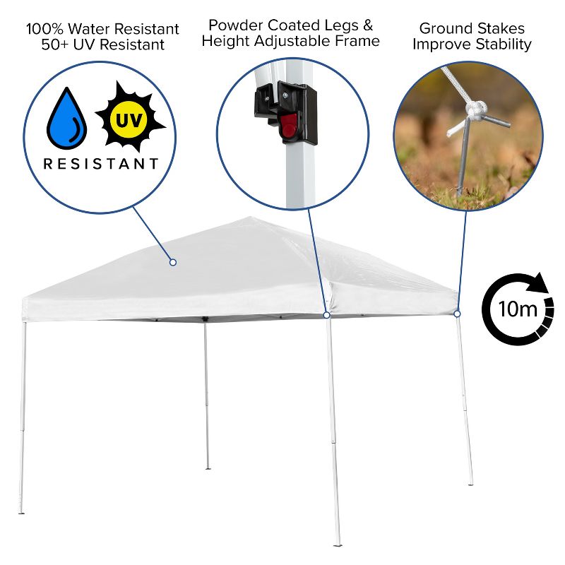 Flash Furniture 10'x10' Outdoor Pop Up Event Slanted Leg Canopy Tent with Carry Bag, 6 of 11
