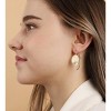 Gold Dangle Earrings for Women Brushed Finish, Matte Gold Statement Jewelry, 14k Gold Plated - 2 of 4