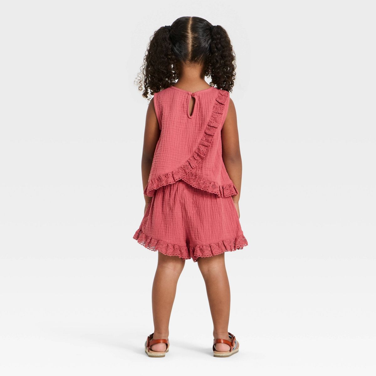 Toddler Girls' 2pc Disney Moana Ruffle Gauze Tank and Shorts Set - Mauve - thumbnail 2