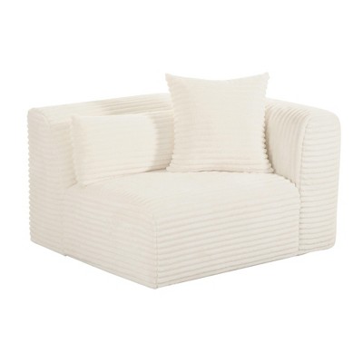 TOV FurnitureTarra Fluffy Oversized Corduroy Modular Corner Chair Cream 43"W x 39"D x 26.8"H