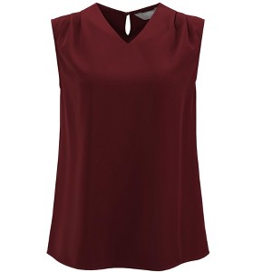 INSPIRE CHICH Women's V Neck Sleeveless Keyhole Pleated Shoulder Blouse - 1 of 4