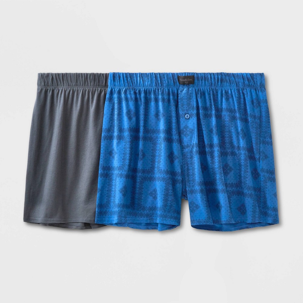 Men's Bandana Print Knit Boxer 2pk - Goodfellow & Co™ Blue L