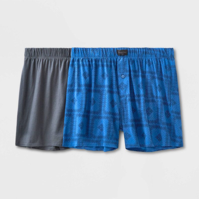 Men's Bandana Print Knit Boxer 2pk - Goodfellow & Co™ Blue, 1 of 2