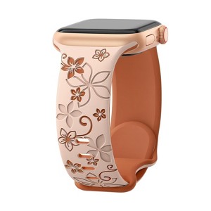 HTUTWOO Floral Engraved Bands Compatible With Apple Watch Band ,For Women,Cute Flower iWatch Bands Soft Silicone Sport Strap For iWatch Series - 1 of 4