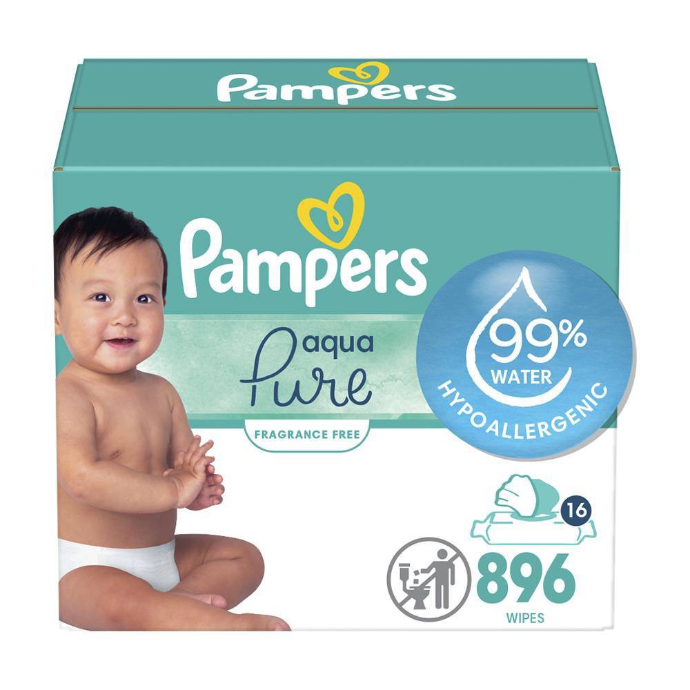 Photos - Baby Hygiene Pampers Baby Wipes - Aqua Pure - 896ct 