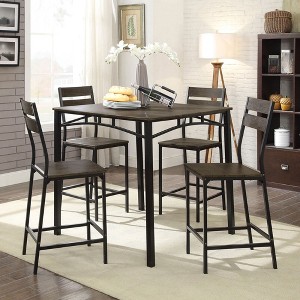 5-Piece Counter Height Dining Set with Square Table and 4 Chairs - 1 of 4