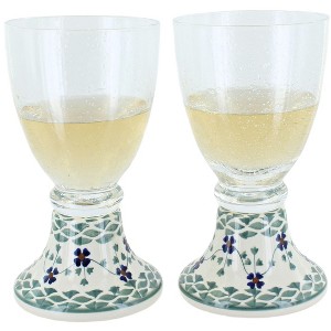 Blue Rose Polish Pottery Manufaktura 2pc Wine Glass Set - 1 of 1