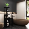Chic Crate BLACK Slim Tall Cabinet – Shutter Door +3 Tier Shelves | Freestanding Linen Tower | Bathroom/Kitchen/Living Room | Bamboo - 4 of 4