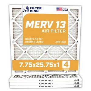 Filter King 7.75x25.75x1 Air Filter | 4-PACK | MERV 13 HVAC Pleated A/C Furnace Filters | MADE IN USA | Actual Size: 7.75 x 25.75 x .75" - 1 of 4