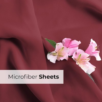 Burgundy California King Microfiber Deep Pocket Sheet Set