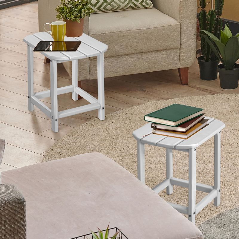 Costway 2PCS 18'' Patio Adirondack Side Table Weather Resistant Garden Yard White, 2 of 8