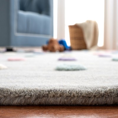 Silver 5' x 5' Square Handmade Wool Kids Area Rug