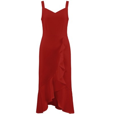 INSPIRE CHIC Women's Ruffled Elegant Sweetheart Neck Sleeveless Midi Fishtail Dress