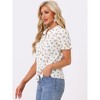 INSPIRE CHIC Women's Peter Pan Frilled Short Sleeve Floral Cotton Top - 3 of 4