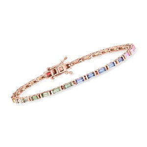 Ross-Simons 3.60 ct. t.w. Multicolored Sapphire Tennis Bracelet in 18kt Rose Gold Over Sterling - 1 of 4