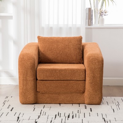 KWPZQEB Foldable Sofa Bed, Chenille Convertible Boneless Accent Chair w/ Pillow, 2 in 1 Folding Couch Bed, Portable Floor Sleeper Sofa for Living Room