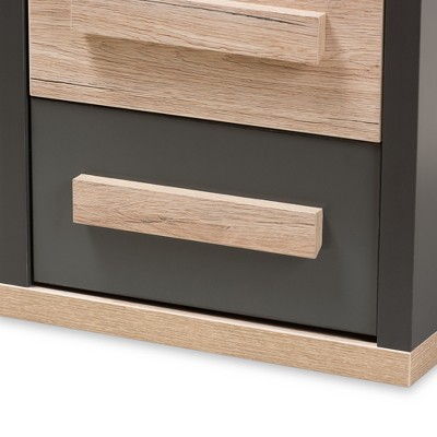 Pandora Two-Tone Gray and Oak 2 Drawer Nightstand