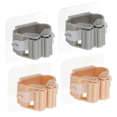 Unique Bargains Broom Grippers Self Adhesive Mop Dustpan Holders 1.9"x0.9"x1.8" 4 Pcs