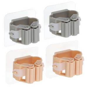 Unique Bargains Broom Grippers Self Adhesive Mop Dustpan Holders 1.9"x0.9"x1.8" 4 Pcs - 1 of 4