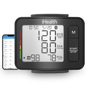iHealth Push, Wrist Blood Pressure Monitor, Large Display and Digital Bluetooth, Portable Carrying Case for Home/Travel - 1 of 4