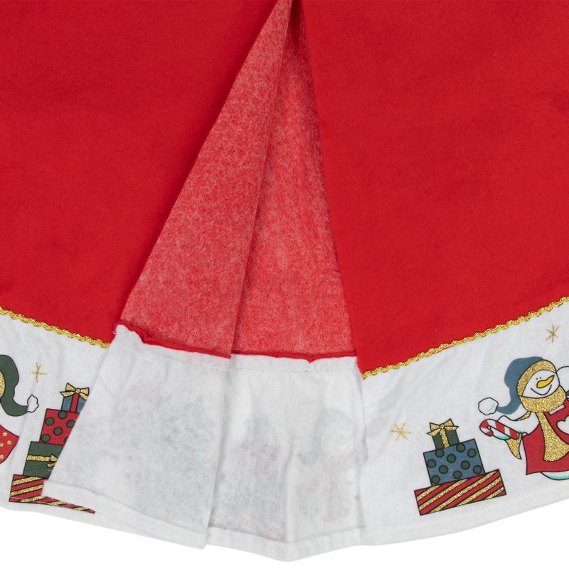 Northlight 48" Red and White Jolly Snowman Christmas Tree Skirt, 5 of 6