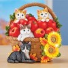 Collections Etc Color-Changing Lighted Cat Apple Basket Autumn Decoration 6 X 5 X 6.5 Red - 2 of 2