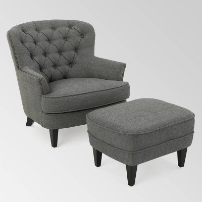 Tafton Club Chair and Ottoman - Gray - Christopher Knight Home