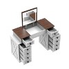 NicBex Vanity Desk with Mirror Farmhouse Vanity with Large Mirror and 10 Drawers, Makeup Table Desk Set with Cushioned Stool for Bedroom, White - image 4 of 4