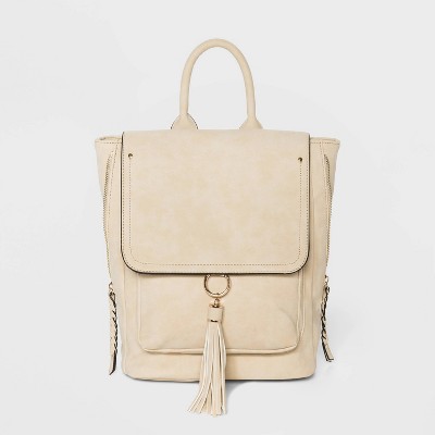 VR NYC Zip Closure Shoulder Handbag - Beige