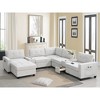VYNXARIA 104inch Sectional Sofa with Acrylic Table Top,Chenille U Shaped Couch Set with 2 Consoles,USB Charger,Storage Drawers and Pockets,Light Gray - 2 of 4