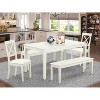 HomeStock 5-Piece Rectangle Linen White Finish Solid Wood Top Dining Table with 2 Benches, 2 Chairs - 2 of 4