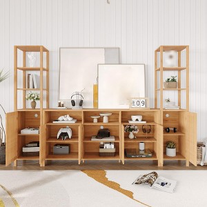 3 Piece Large TV Stand with Bookshelves for TVs Up to 70", Entertainment Center with Storage, Media Console Table TV Hutch for Living Room, Bedroom - 1 of 4