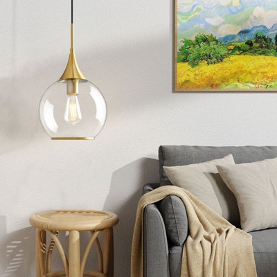 KAISITE 1 - Light Black Single Pendant Light With Globe Clear Glass