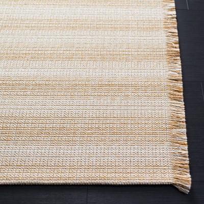 Augustine Ivory and Gold Flat Woven Cotton Area Rug, 9' x 12'