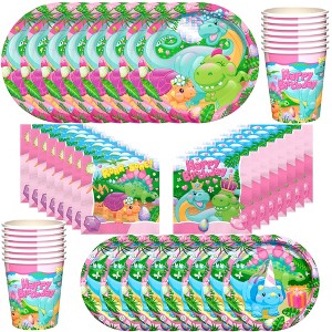 Treasures Gifted Girl Dinosaur Birthday Party Supplies Tableware Classic Set for 24 Guests - 1 of 1