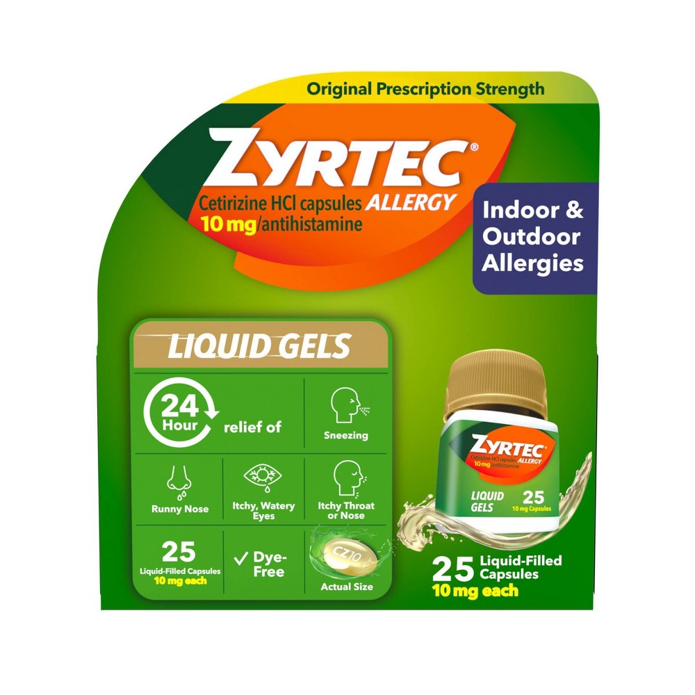 UPC 300450204257 product image for Zyrtec 24 Hour Allergy Relief Capsules - Cetirizine HCl - 25ct: Contains Antihis | upcitemdb.com