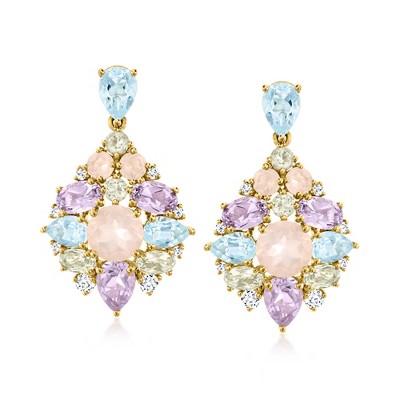 Ross-Simons 11.70 ct. t.w. Multi-Gemstone Drop Earrings in 18kt Gold Over Sterling